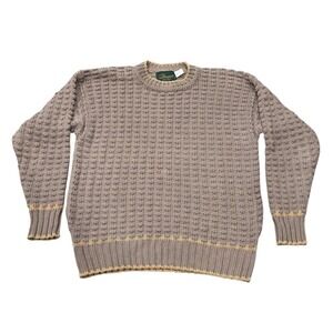 Doogan Donegal Mens Textured Sweater Hand Loomed Thick Fisherman Vtg L Brown